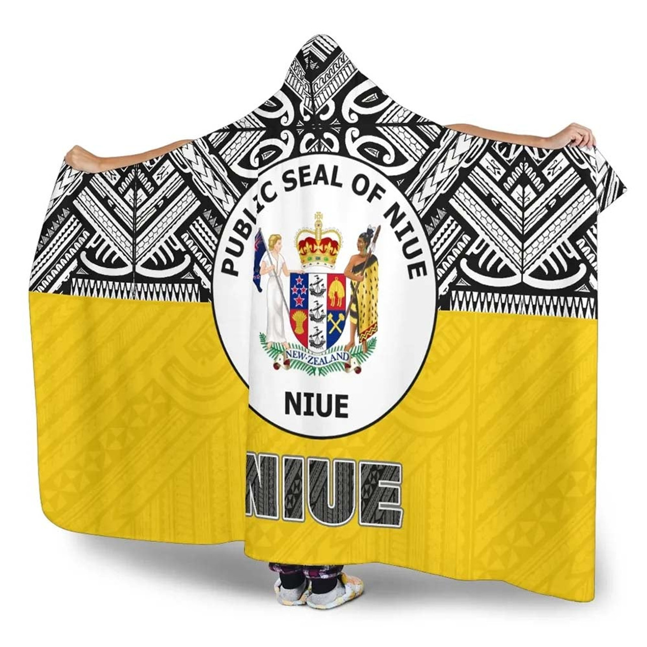 Niue Hooded Blanket - Polynesian Design 3
