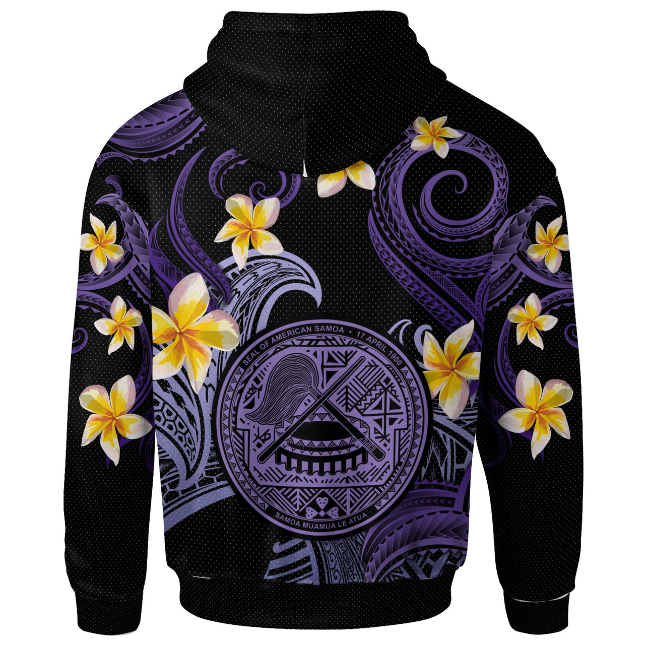 American Samoa Hoodie - Custom Personalised Polynesian Waves with Plumeria Flowers (Purple)