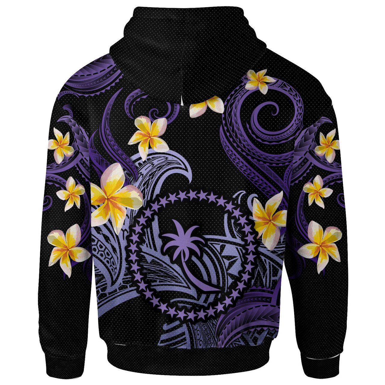 Chuuk Hoodie - Custom Personalised Polynesian Waves with Plumeria Flowers (Purple)