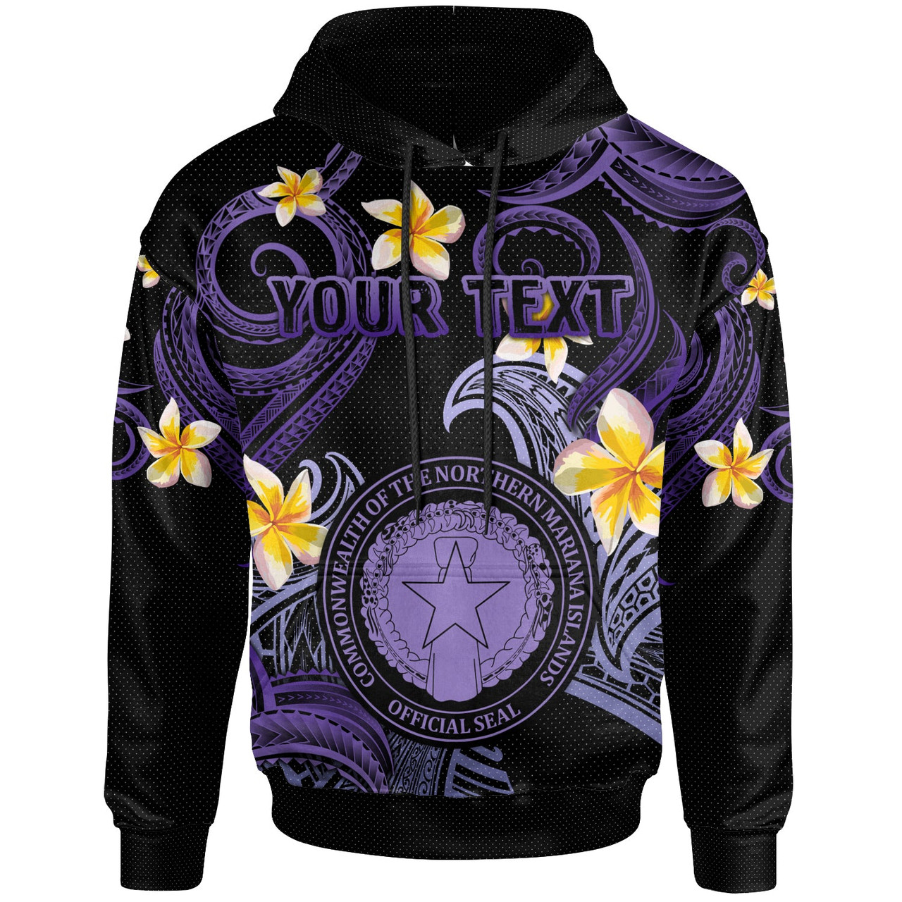 CMNI Hoodie - Custom Personalised Polynesian Waves with Plumeria Flowers (Purple)