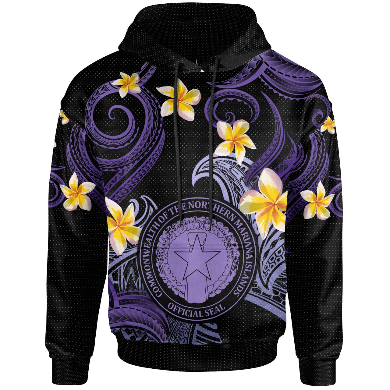 CMNI Hoodie - Custom Personalised Polynesian Waves with Plumeria Flowers (Purple)