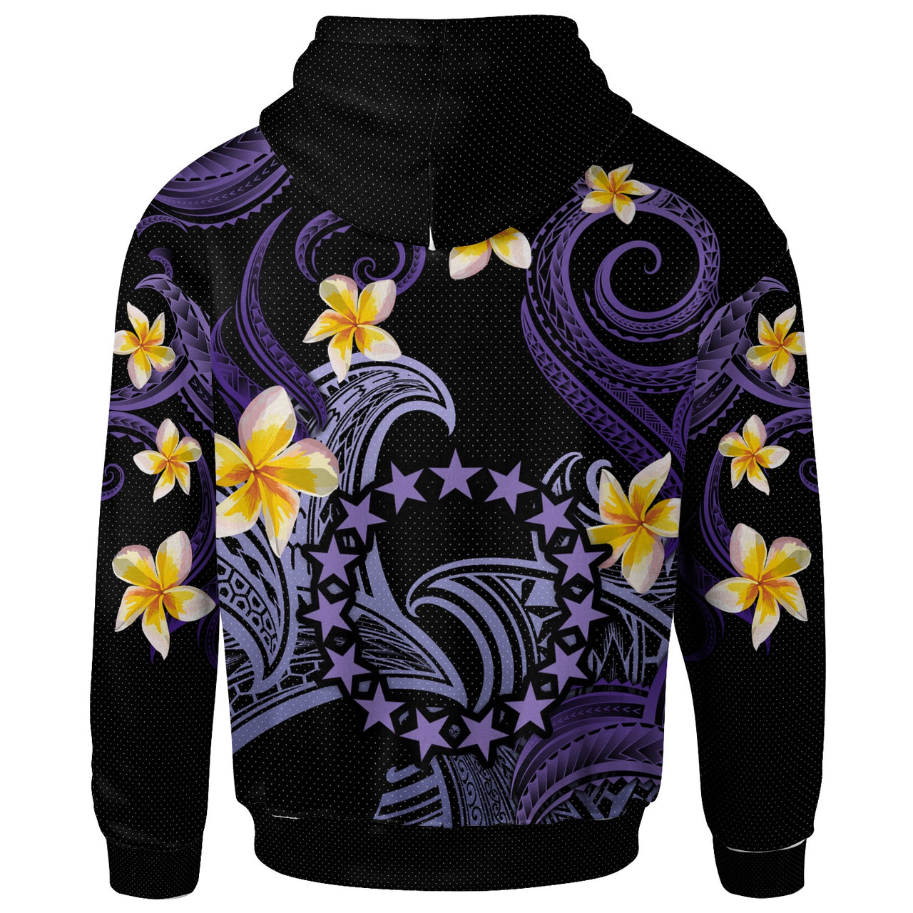 Cook Islands Hoodie - Custom Personalised Polynesian Waves with Plumeria Flowers (Purple)