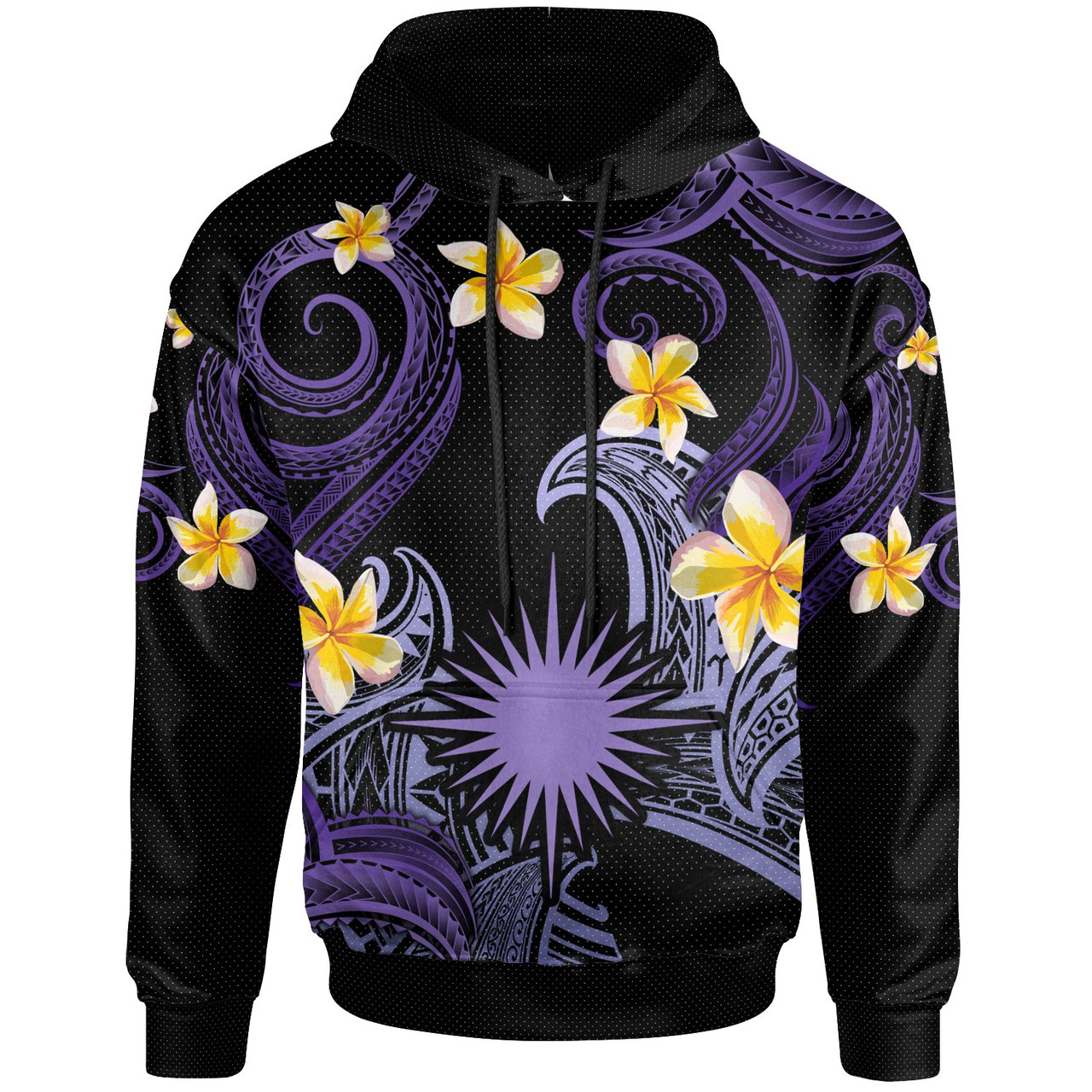 Marshall Islands Hoodie - Custom Personalised Polynesian Waves with Plumeria Flowers (Purple)
