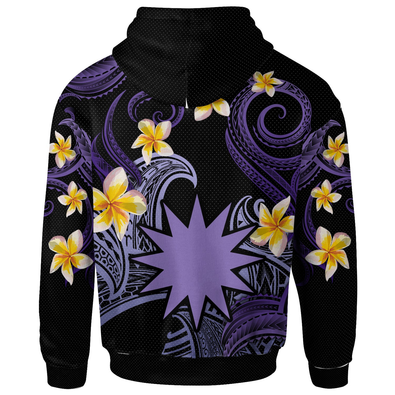 Nauru Hoodie - Custom Personalised Polynesian Waves with Plumeria Flowers (Purple)