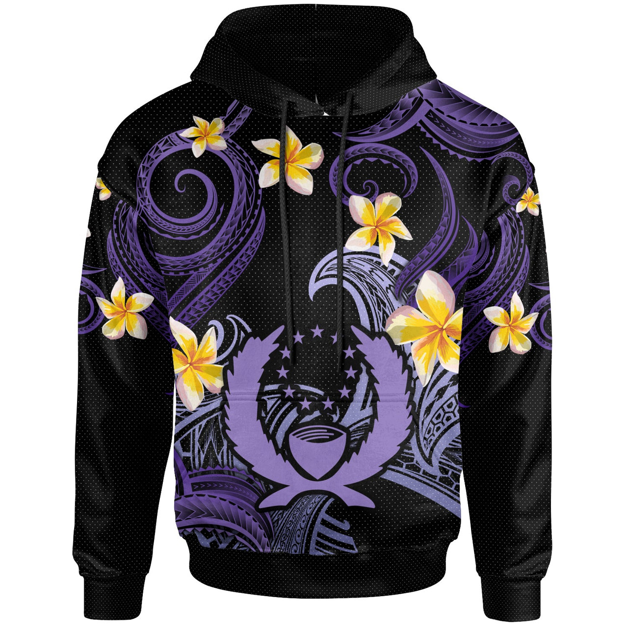 Pohnpei Hoodie - Custom Personalised Polynesian Waves with Plumeria Flowers (Purple)