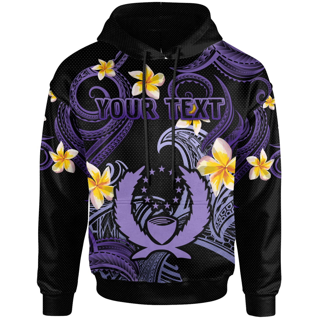 Pohnpei Hoodie - Custom Personalised Polynesian Waves with Plumeria Flowers (Purple)
