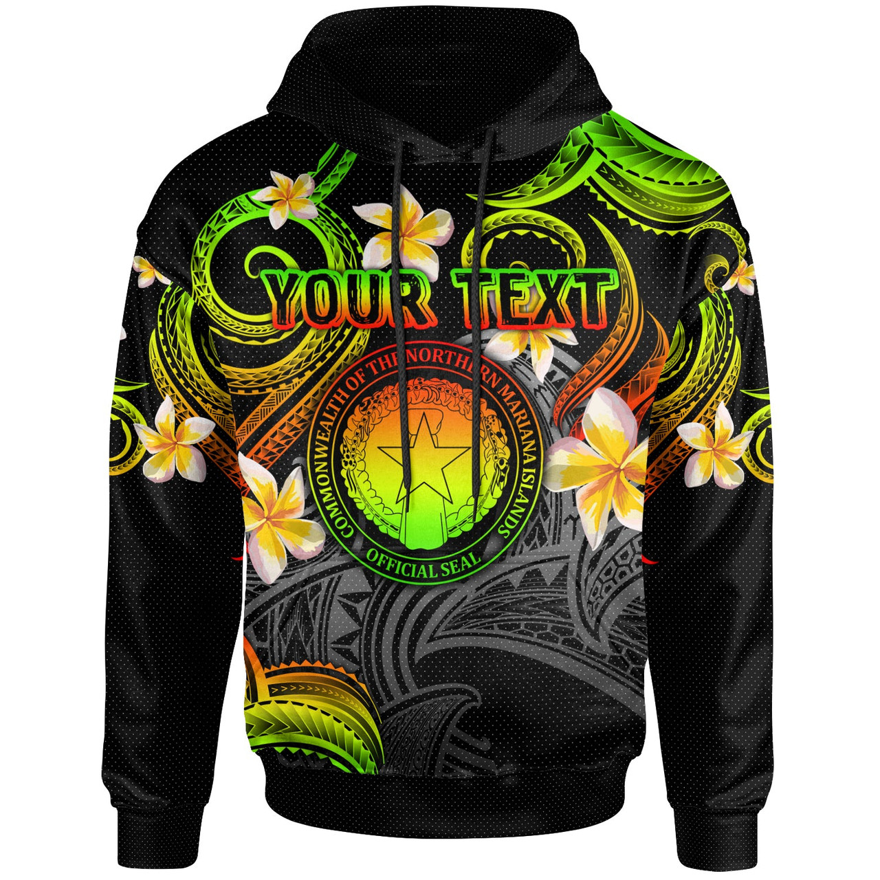 CMNI Hoodie - Custom Personalised Polynesian Waves with Plumeria Flowers (Reggae)