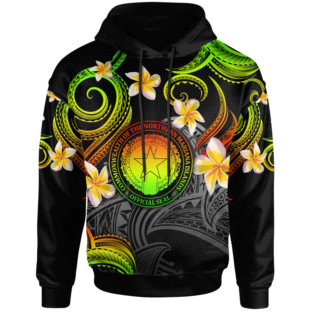 CMNI Hoodie - Custom Personalised Polynesian Waves with Plumeria Flowers (Reggae)