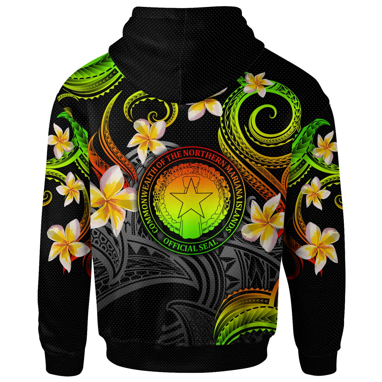 CMNI Hoodie - Custom Personalised Polynesian Waves with Plumeria Flowers (Reggae)