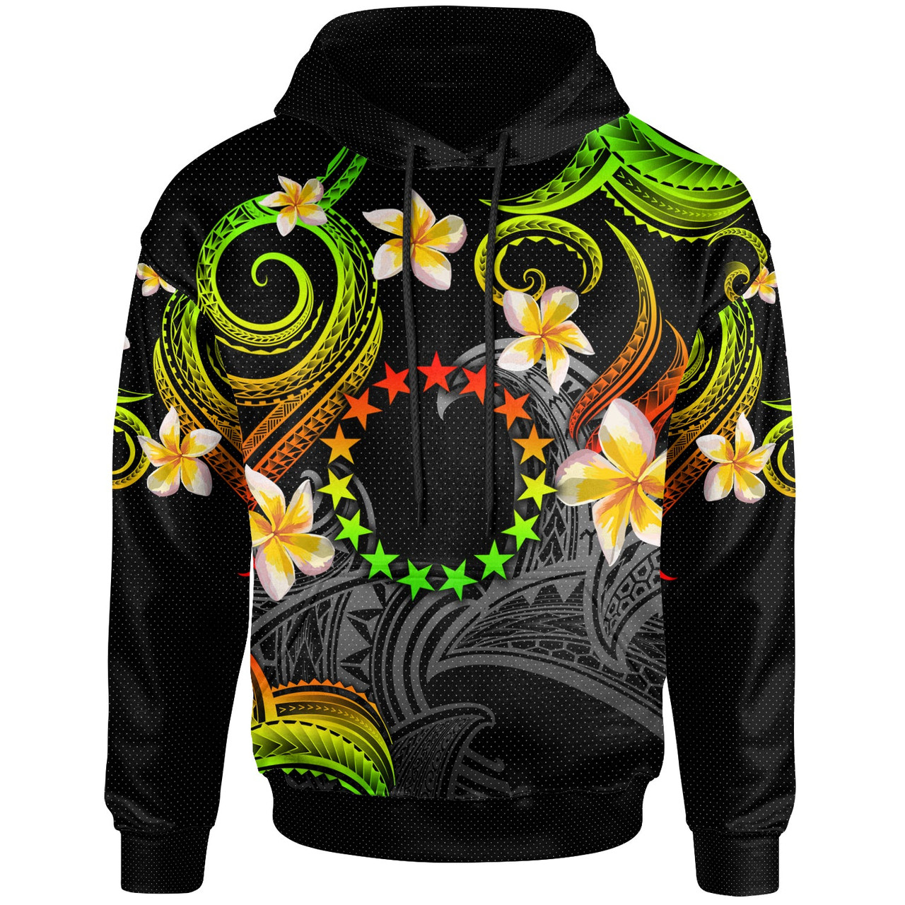 Cook Islands Hoodie - Custom Personalised Polynesian Waves with Plumeria Flowers (Reggae)
