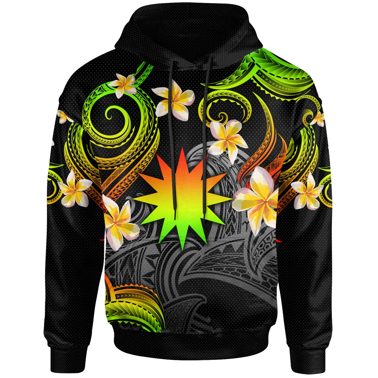 Nauru Hoodie - Custom Personalised Polynesian Waves with Plumeria Flowers (Reggae)