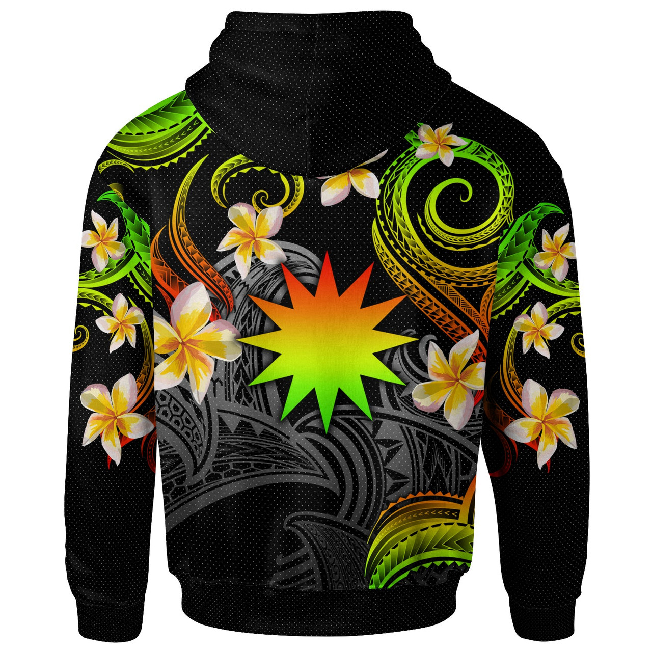 Nauru Hoodie - Custom Personalised Polynesian Waves with Plumeria Flowers (Reggae)