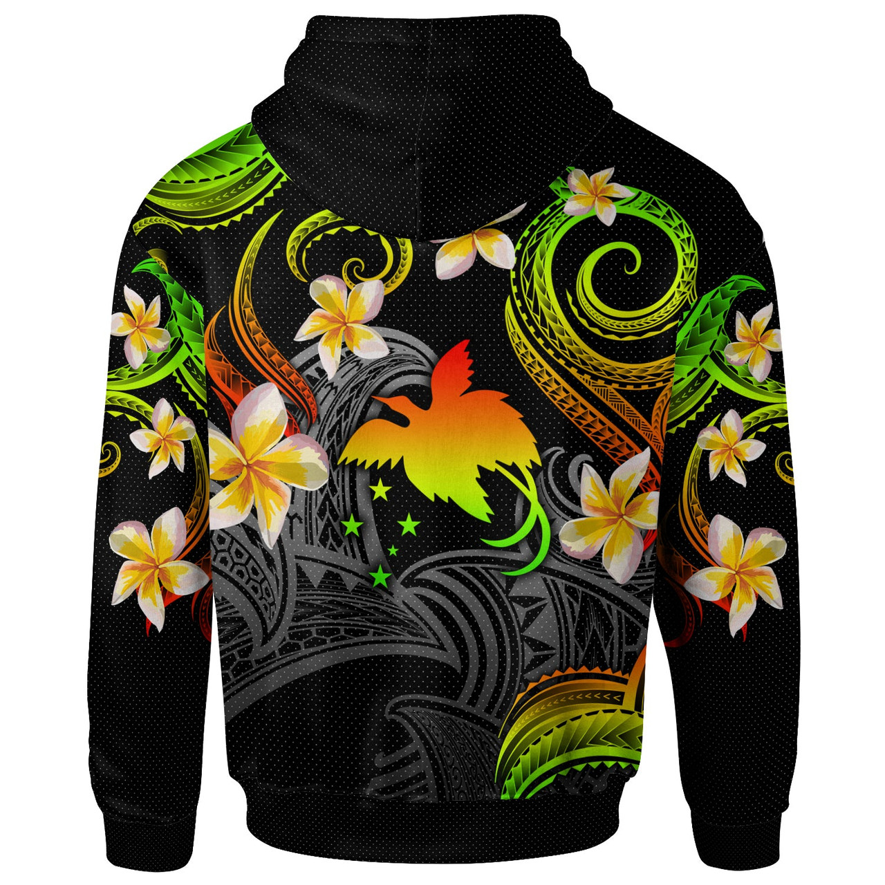 Papua New Guinea Hoodie - Custom Personalised Polynesian Waves with Plumeria Flowers (Reggae)