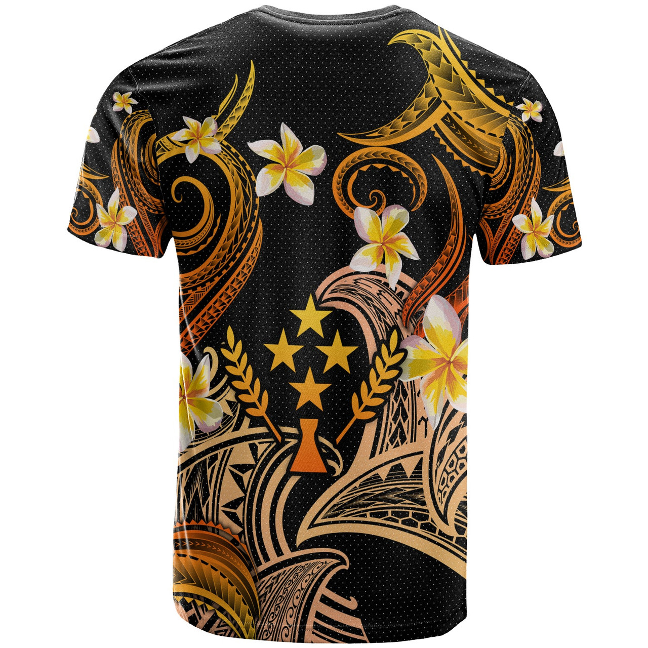 Kosrae T-shirt - Custom Personalised Polynesian Waves with Plumeria Flowers (Orange)