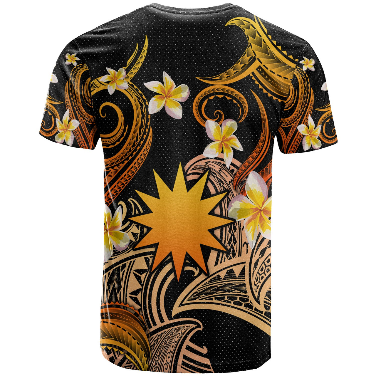 Nauru T-shirt - Custom Personalised Polynesian Waves with Plumeria Flowers (Orange)