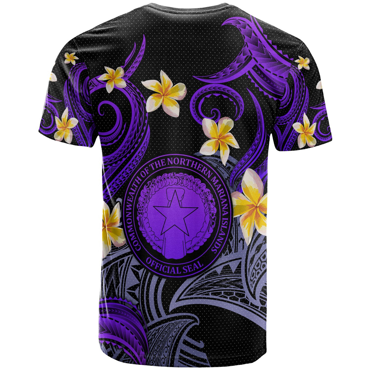 CMNI T-shirt - Custom Personalised Polynesian Waves with Plumeria Flowers (Purple)