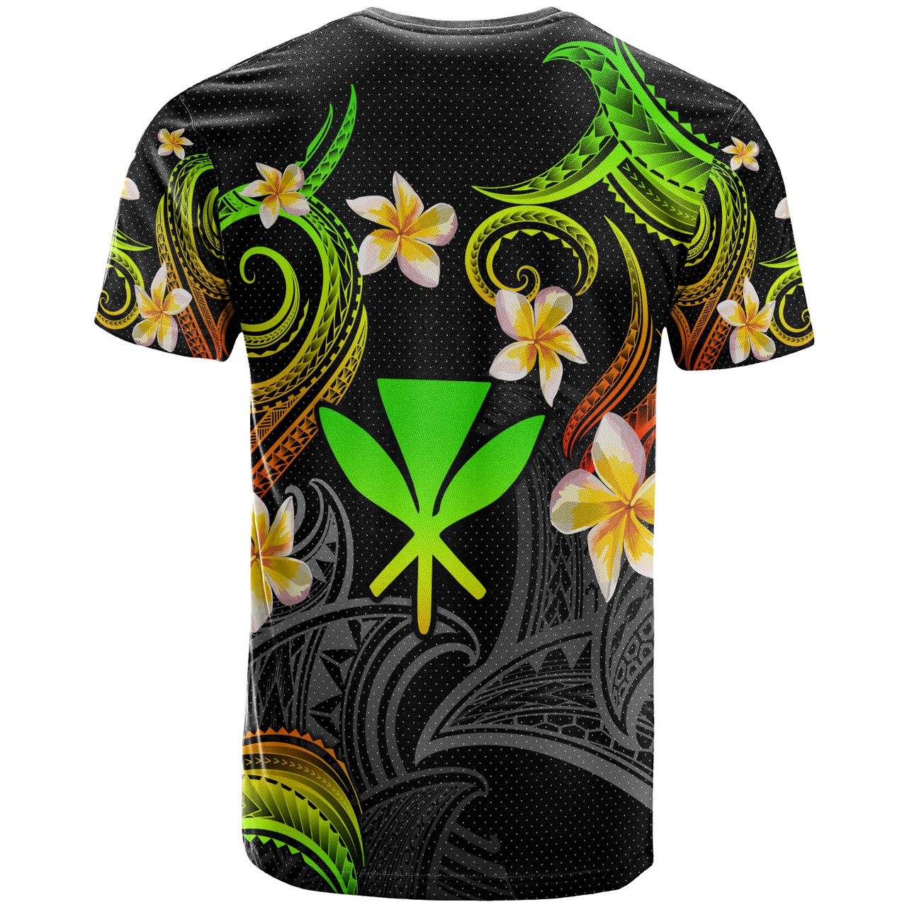 Kanaka Maoli T-shirt - Custom Personalised Polynesian Waves with Plumeria Flowers (Reggae)