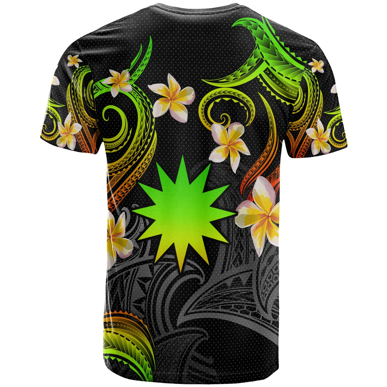 Nauru T-shirt - Custom Personalised Polynesian Waves with Plumeria Flowers (Reggae)