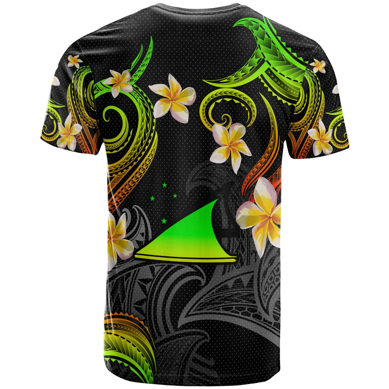 Tokelau T-shirt - Custom Personalised Polynesian Waves with Plumeria Flowers (Reggae)