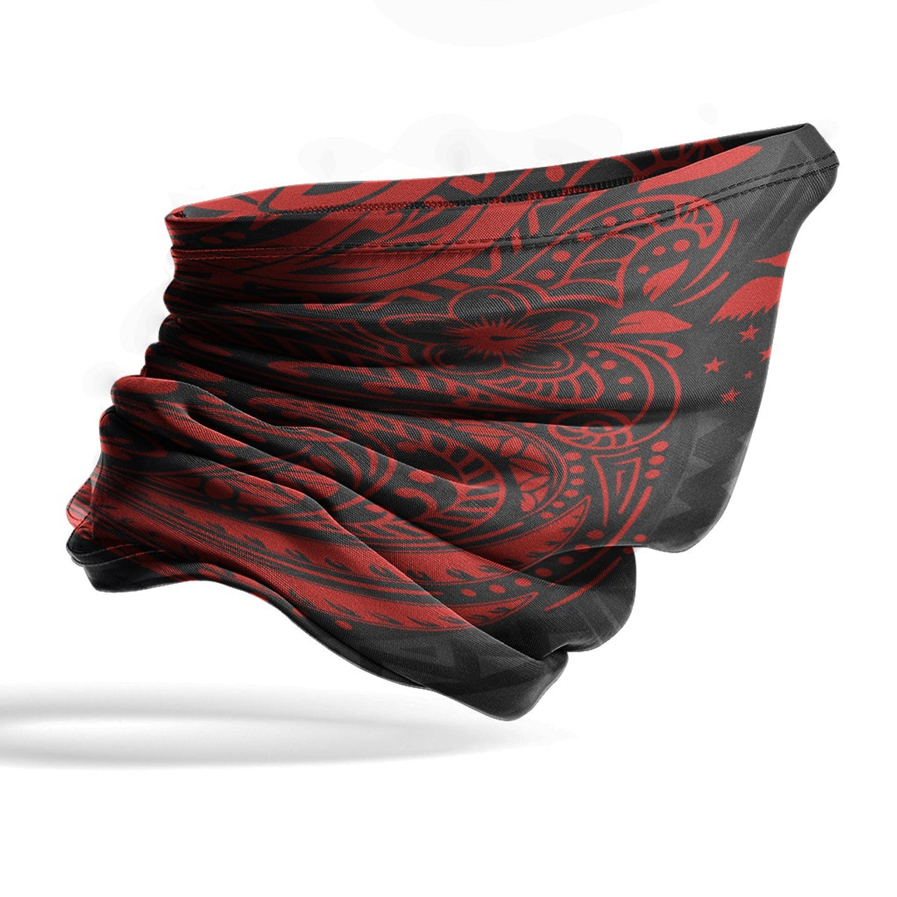 Papua New Guinea Neck Gaiter - Floral Tattoo Red 4