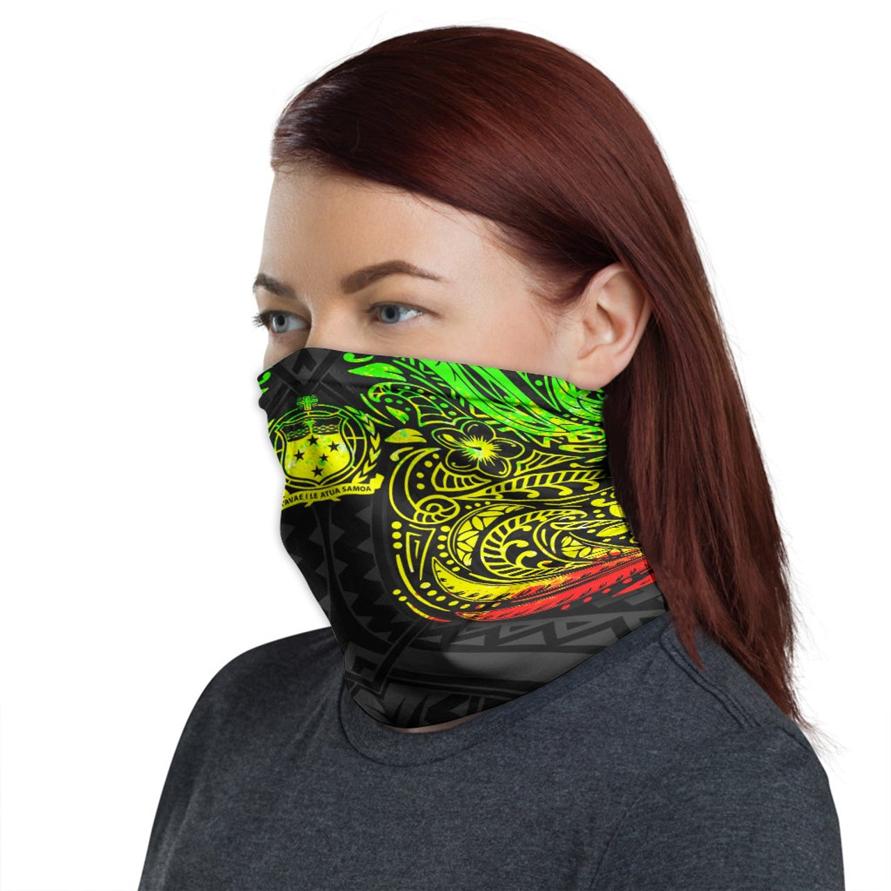 Samoa Neck Gaiter - Floral Tattoo Reggae 1