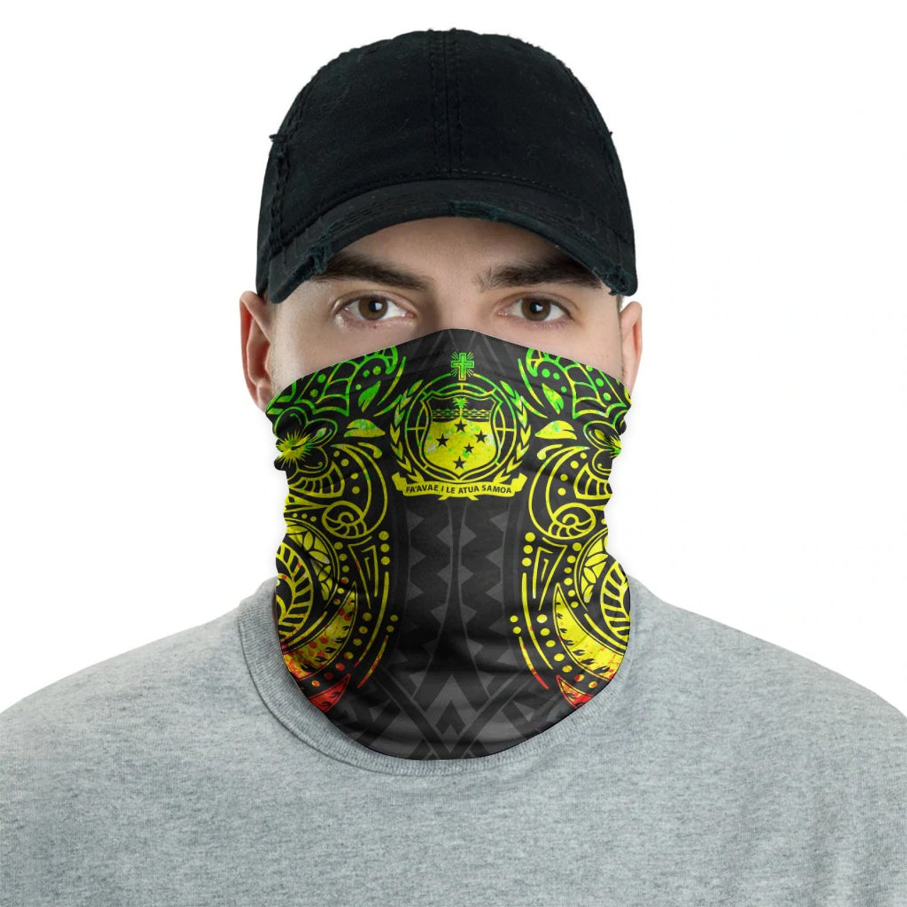 Samoa Neck Gaiter - Floral Tattoo Reggae 2