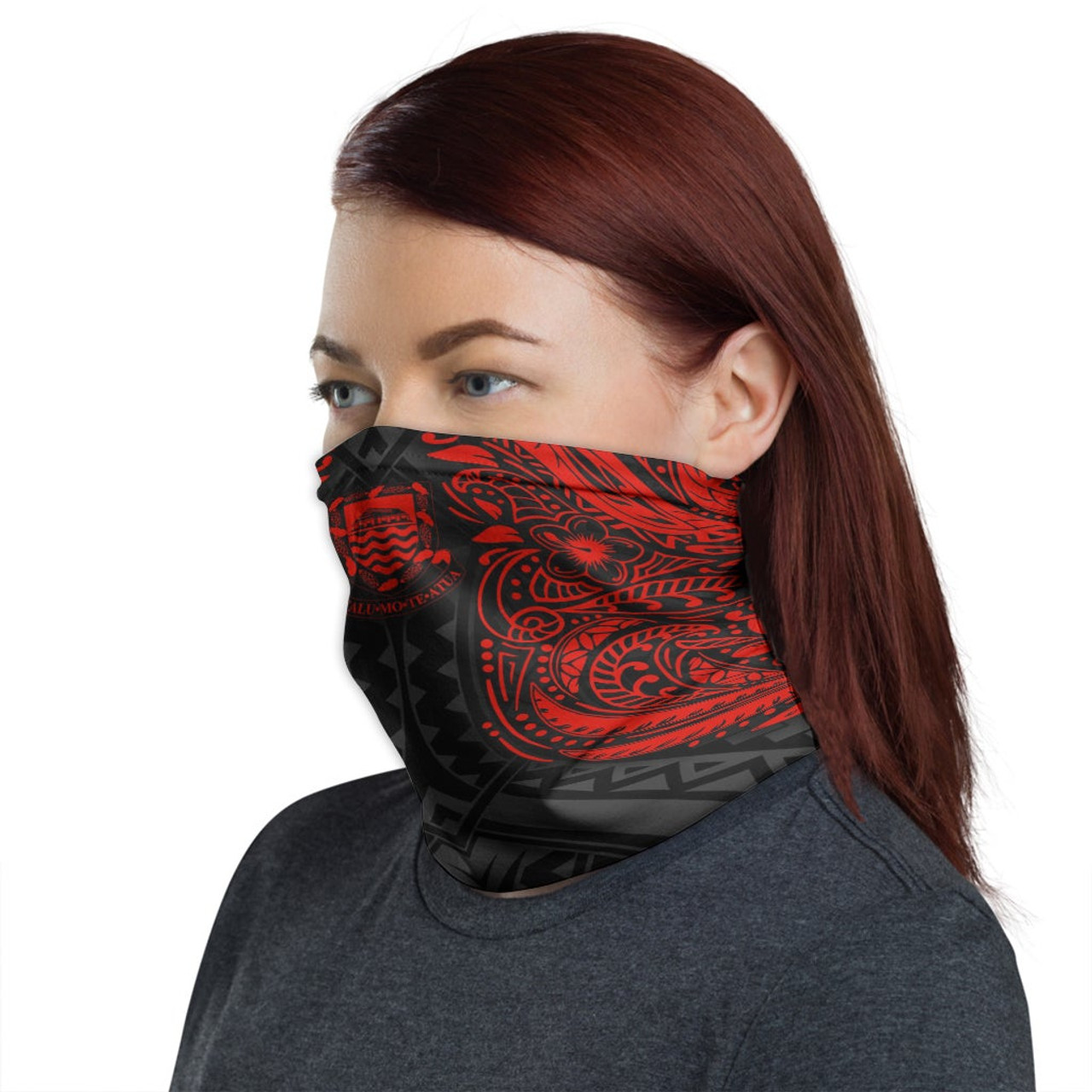 Tuvalu Neck Gaiter - Floral Tattoo Red 1