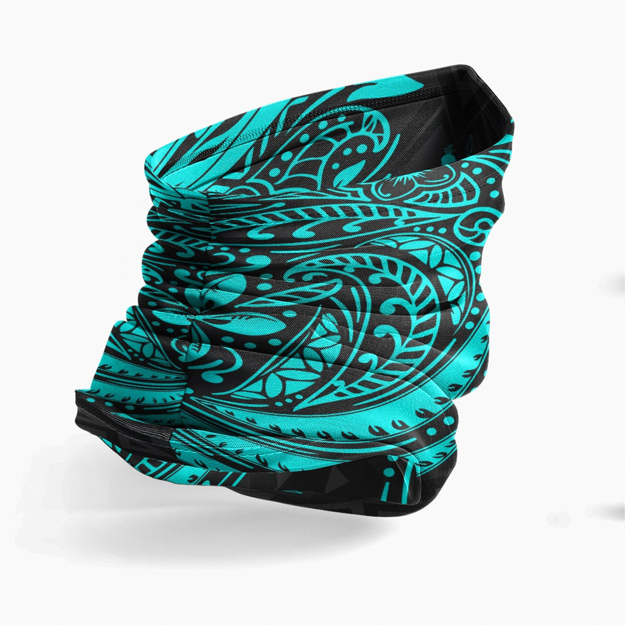 Vanuatu Neck Gaiter - Floral Tattoo Neon Blue 3