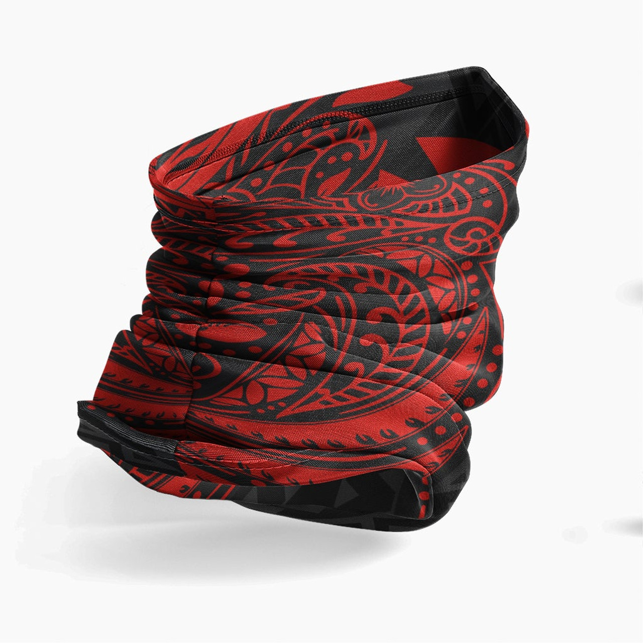 Wallis And Futuna Neck Gaiter - Floral Tattoo Red 3