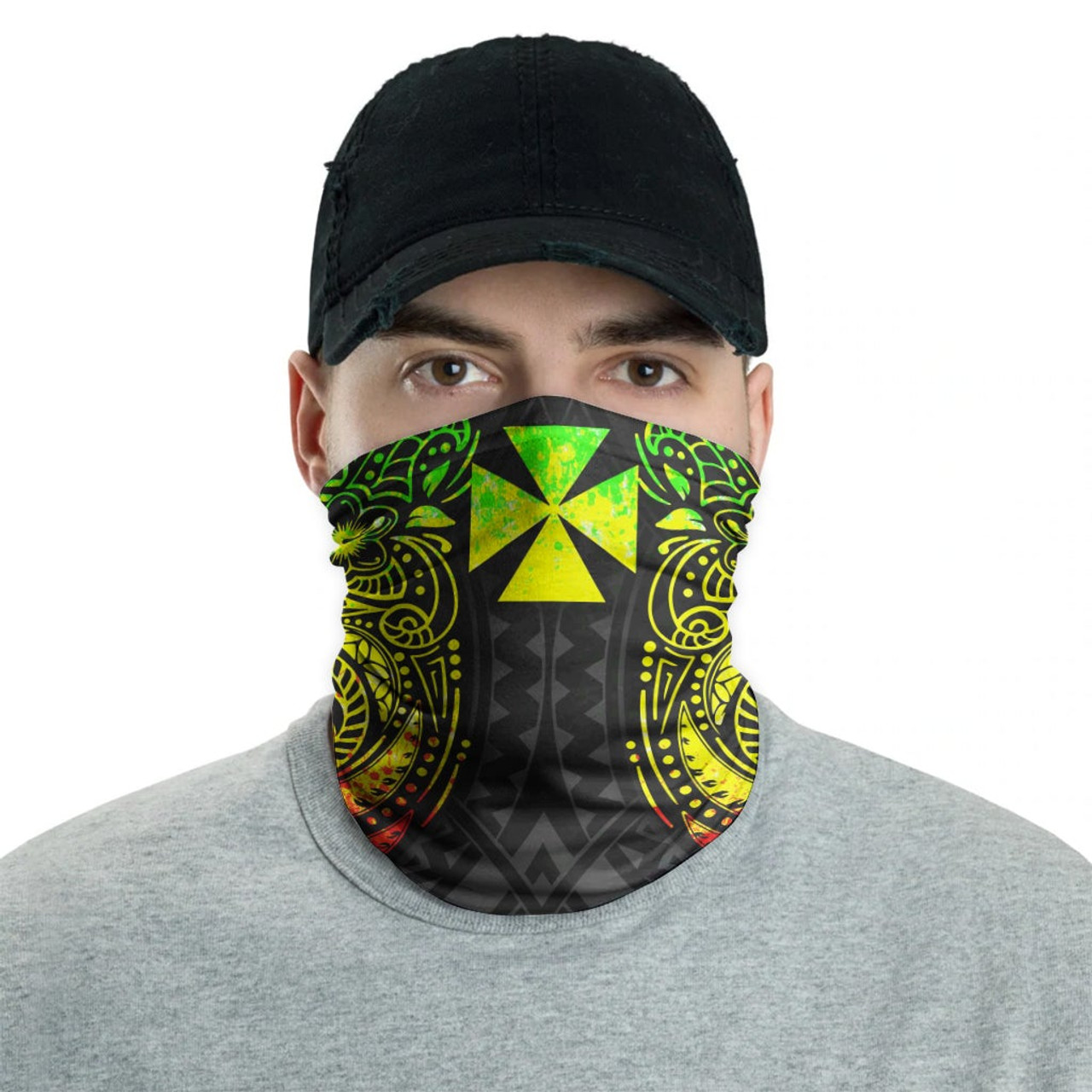 Wallis And Futuna Neck Gaiter - Floral Tattoo Reggae 2