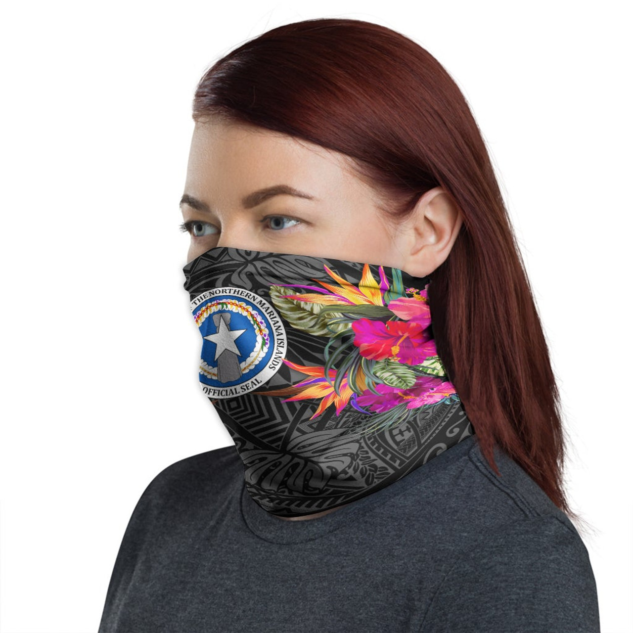 CNMI Neck Gaiter - Hibiscus Polynesian Pattern 1