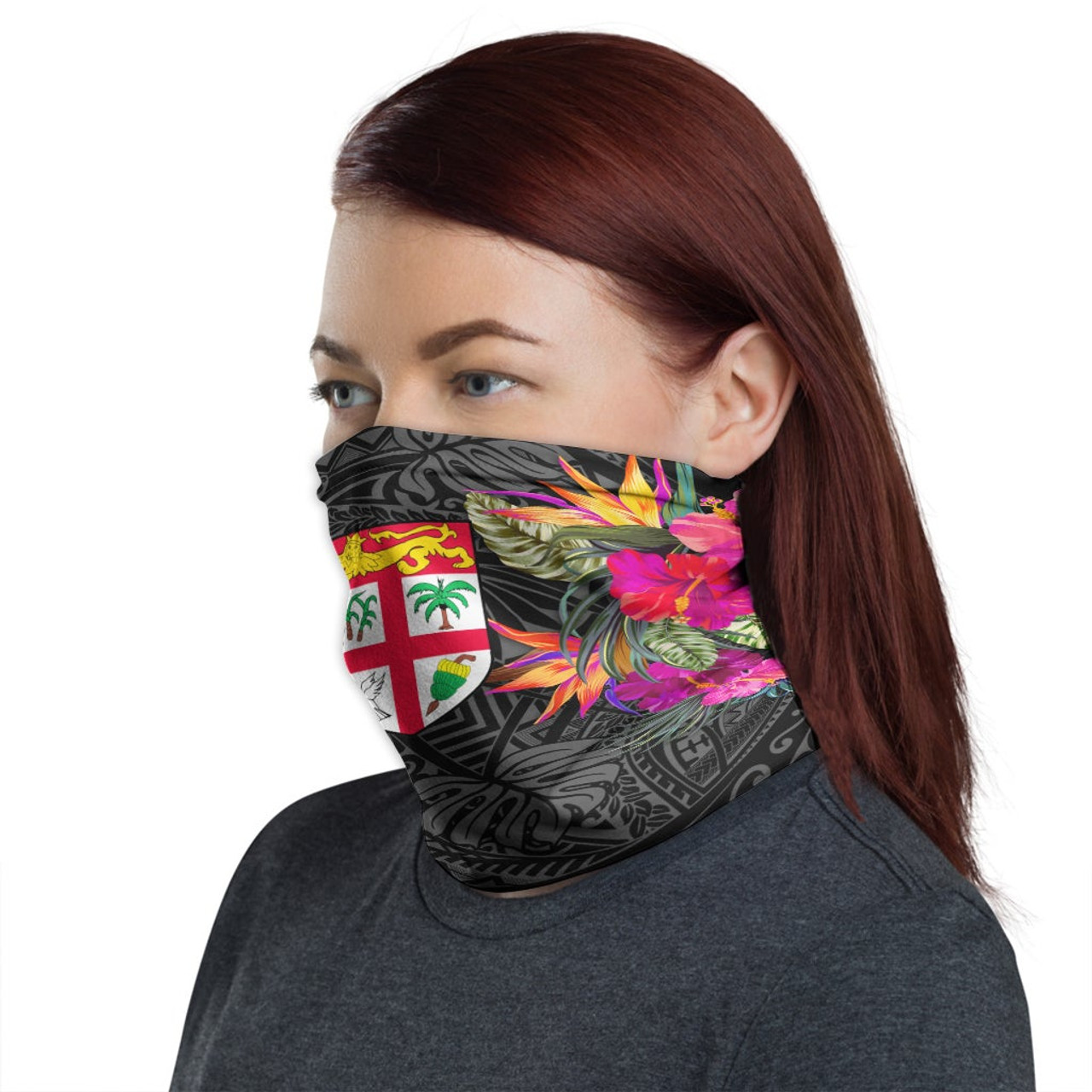 Fiji Neck Gaiter - Hibiscus Polynesian Pattern 1