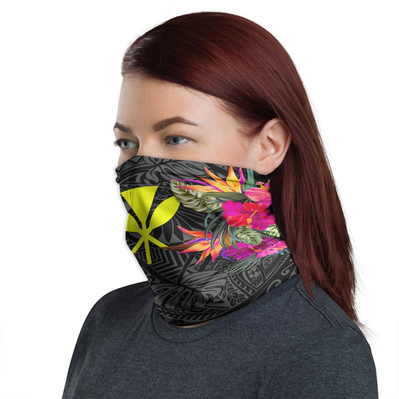 Hawaii Neck Gaiter - Hibiscus Polynesian Pattern 1