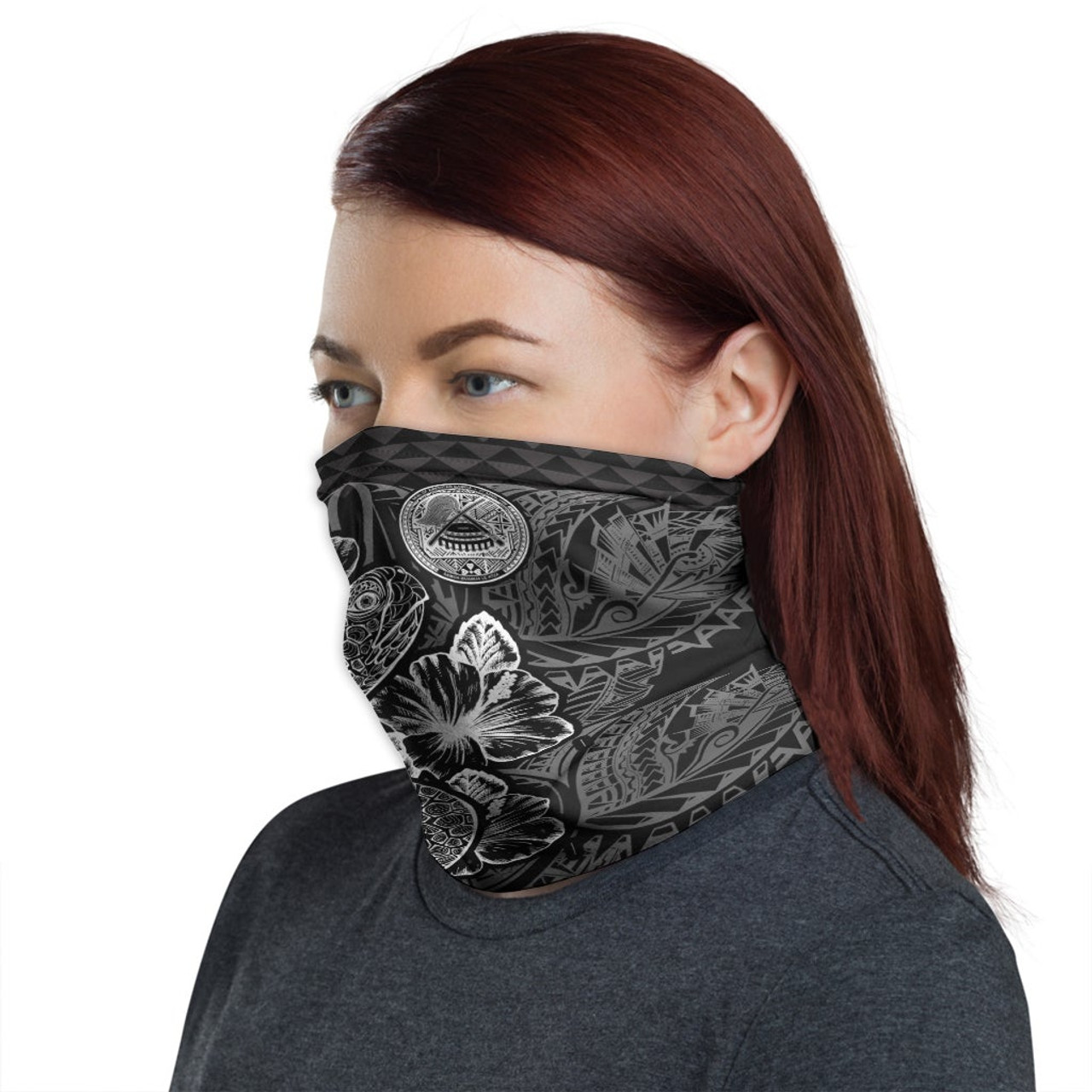 American Samoa Neck Gaiter - Turtle Hibiscus Black 1