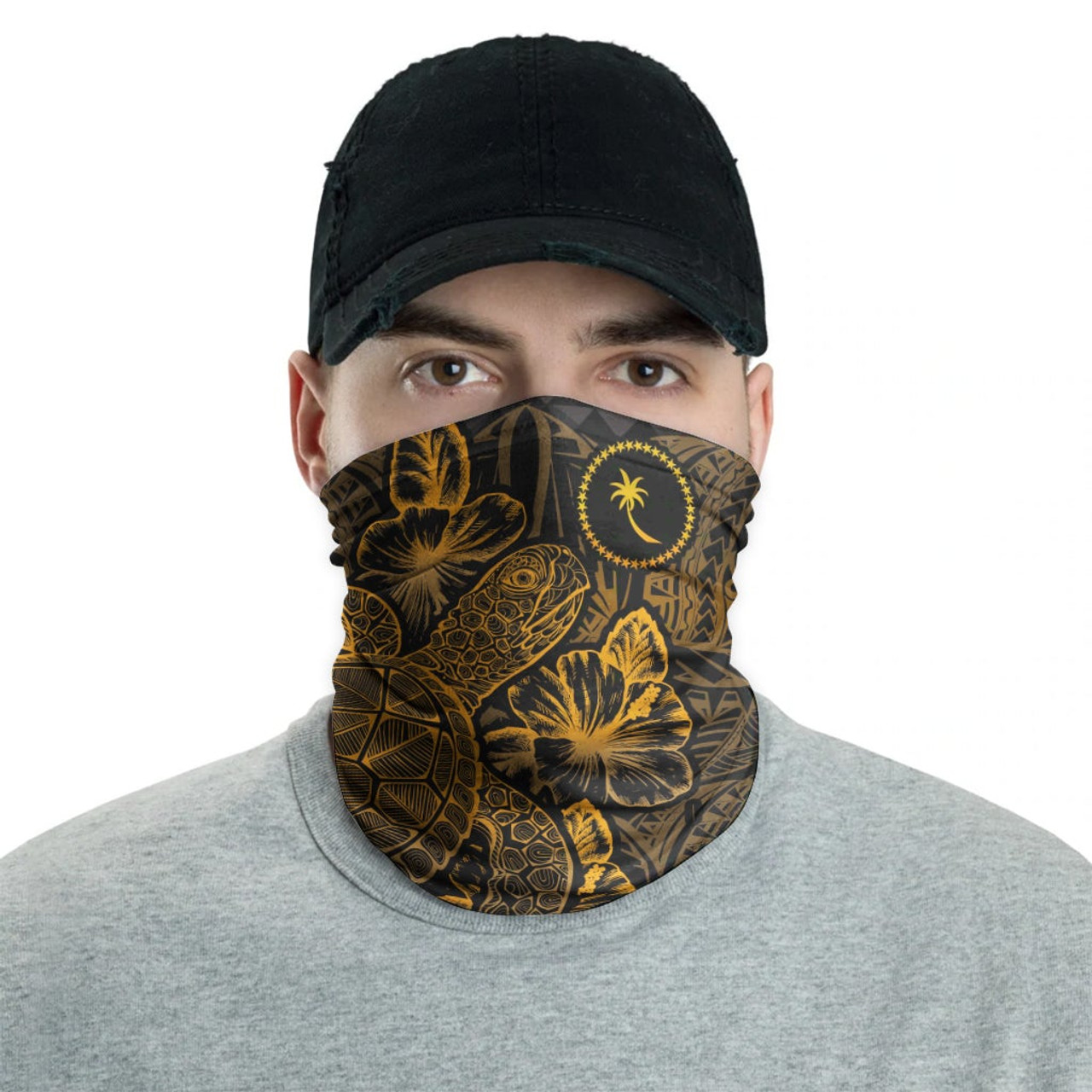 Chuuk Neck Gaiter - Turtle Hibiscus Gold 2