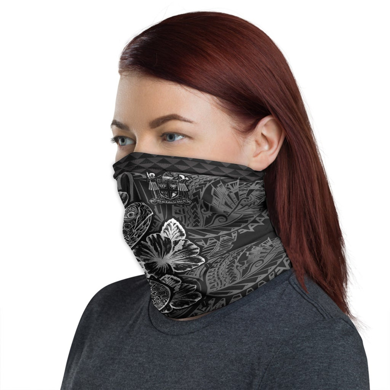 Fiji Neck Gaiter - Turtle Hibiscus Black 1