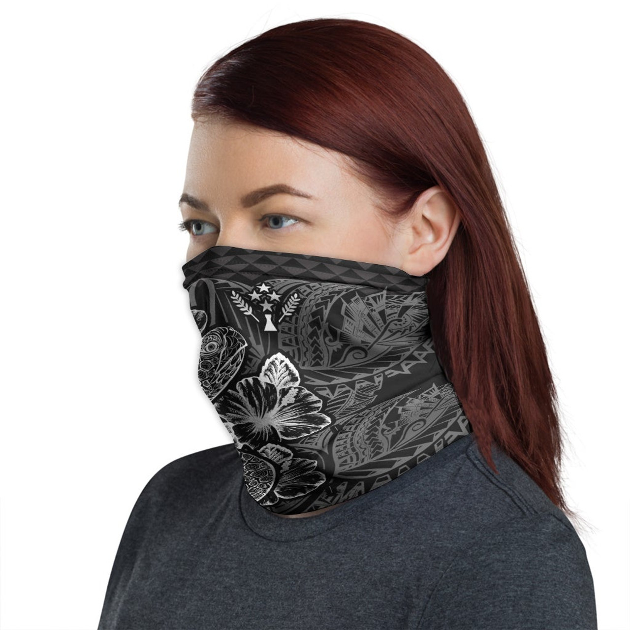 Kosrae Neck Gaiter - Turtle Hibiscus Black 1