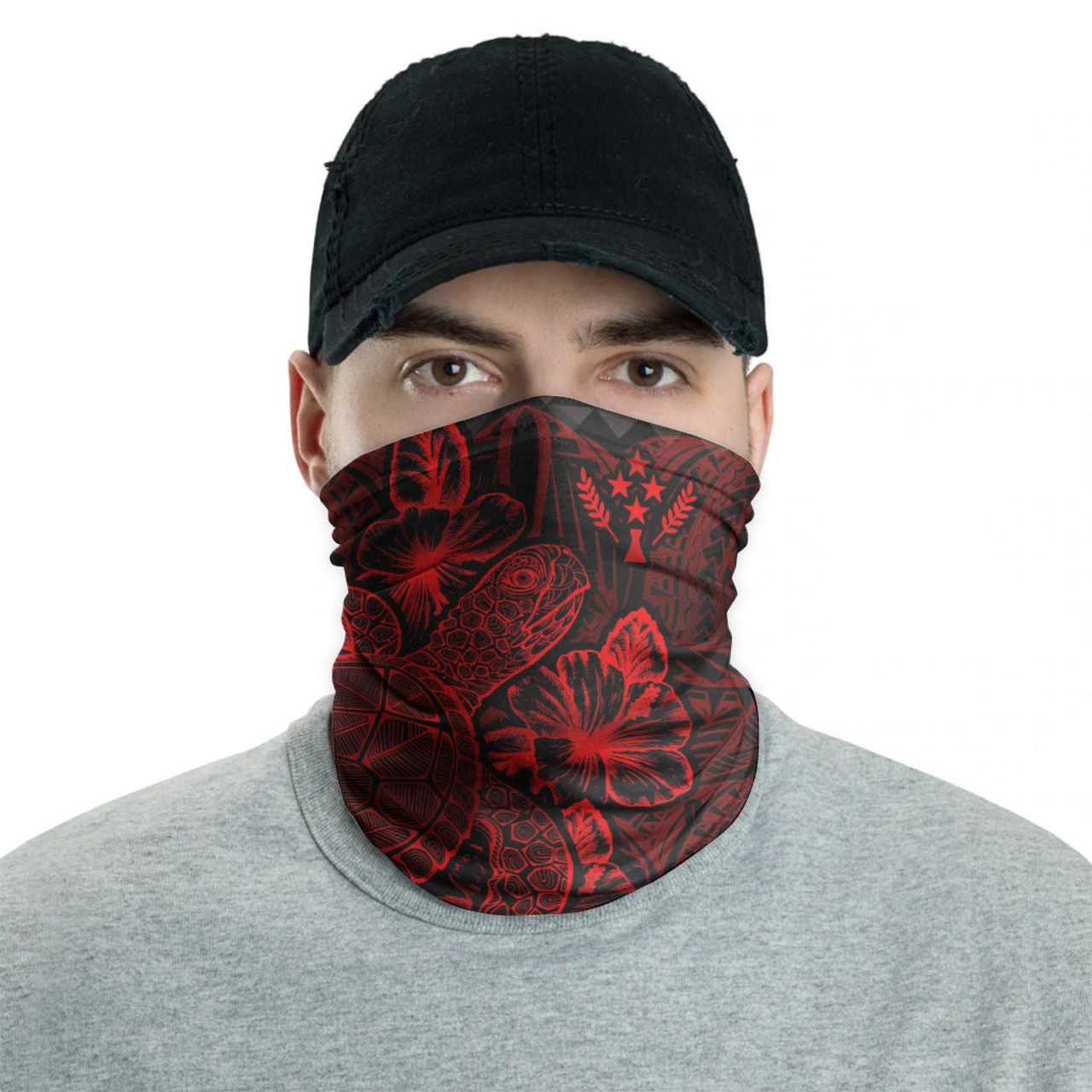 Kosrae Neck Gaiter - Turtle Hibiscus Red 2