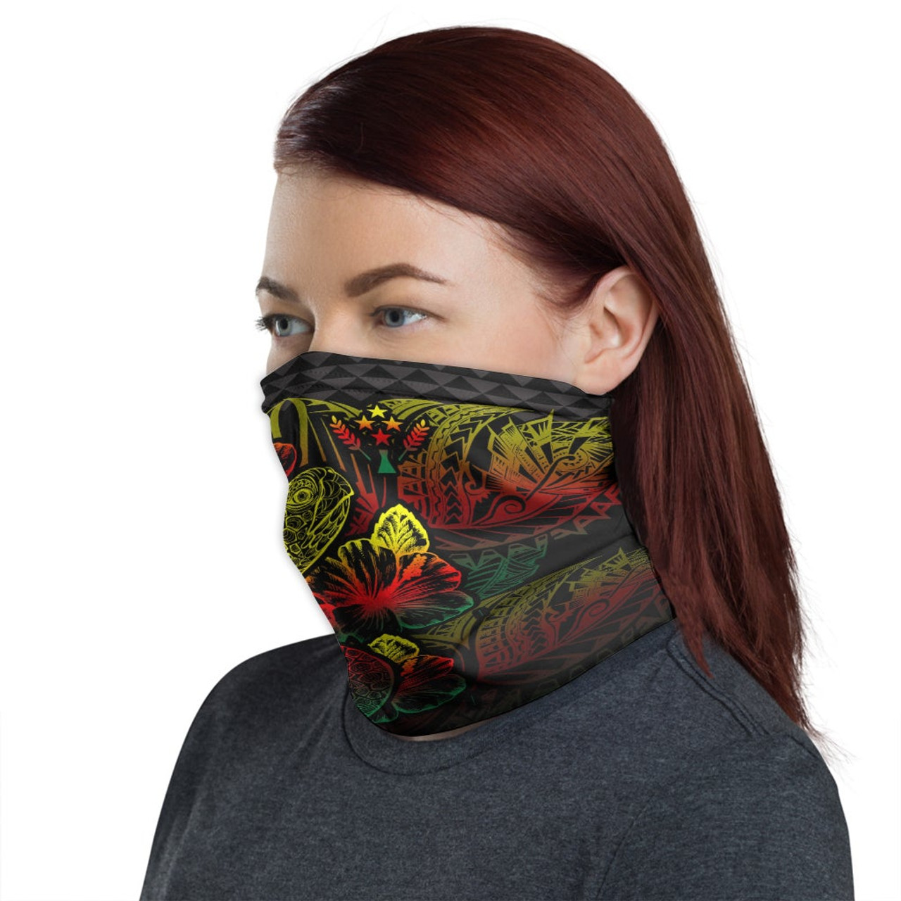 Kosrae Neck Gaiter - Turtle Hibiscus Reggae 1