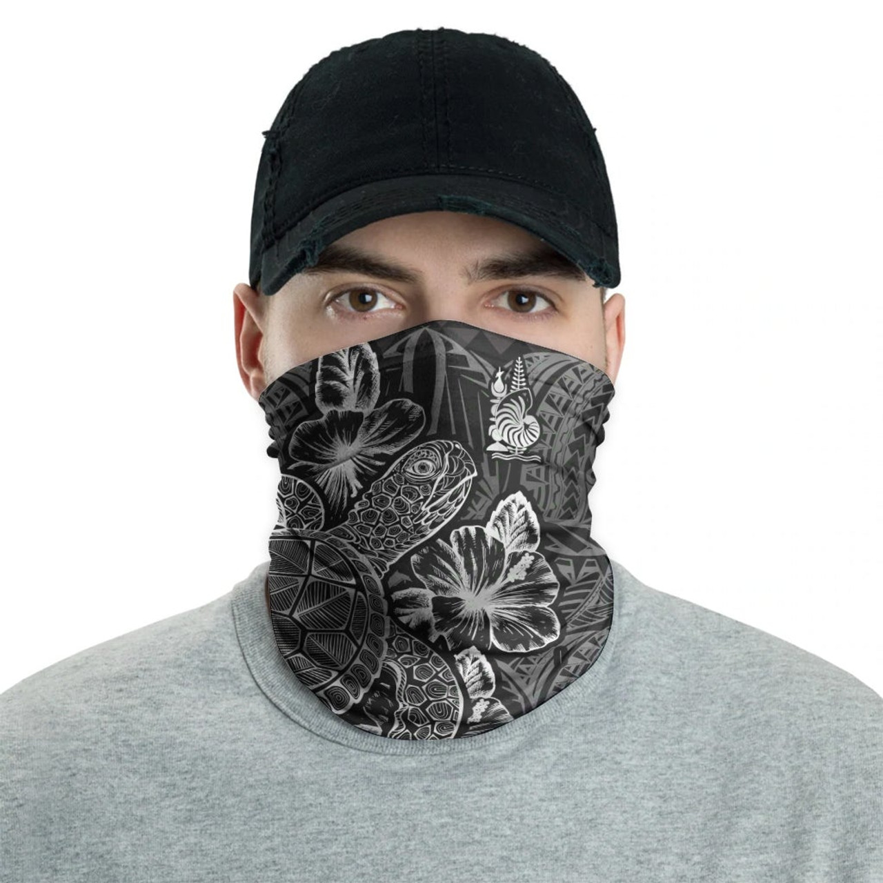 New Caledonia Neck Gaiter - Turtle Hibiscus Black 2