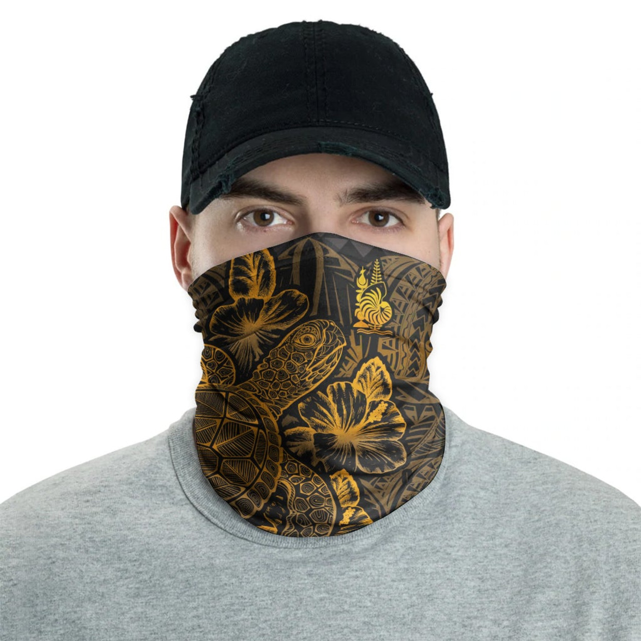 New Caledonia Neck Gaiter - Turtle Hibiscus Gold 2