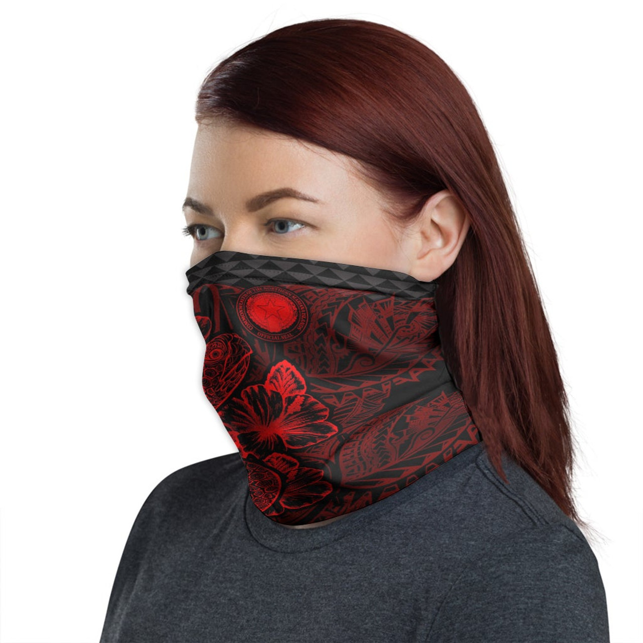 Northern Mariana Islands Neck Gaiter - Turtle Hibiscus Red 1