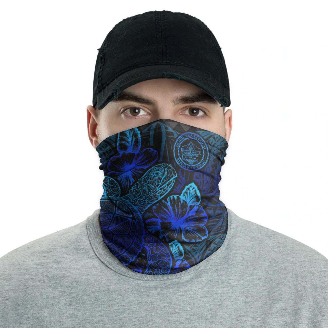 Palau Neck Gaiter - Turtle Hibiscus Blue 2