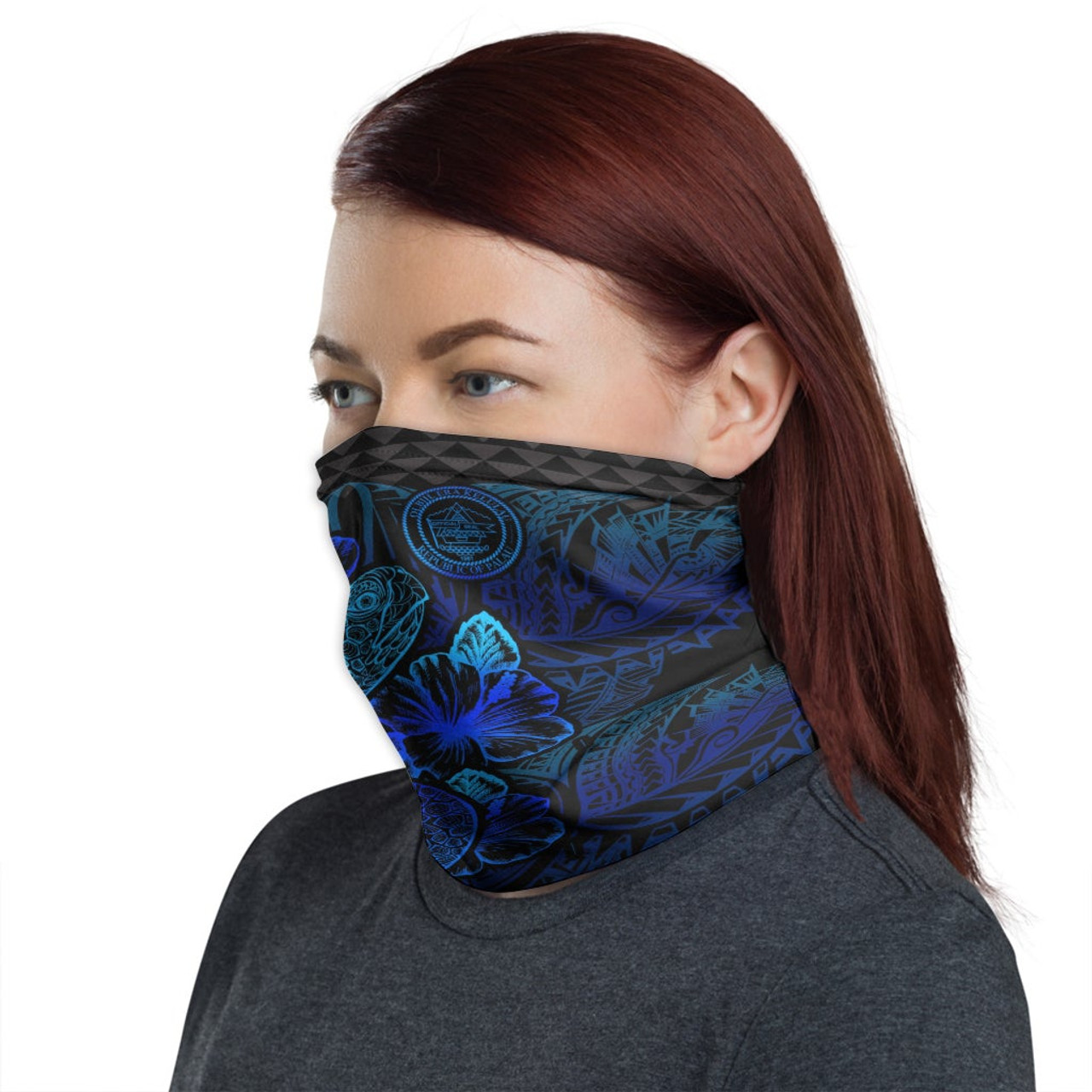 Palau Neck Gaiter - Turtle Hibiscus Blue 1