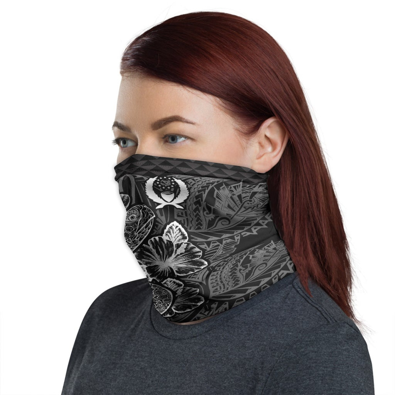 Pohnpei Neck Gaiter - Turtle Hibiscus Black 1