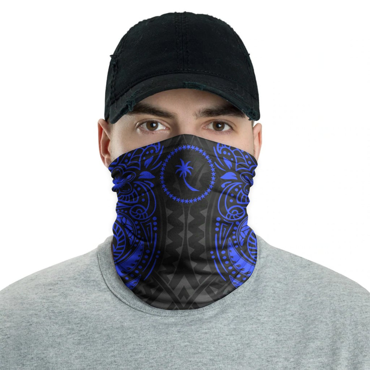 Chuuk Neck Gaiter - Floral Tattoo Blue 2