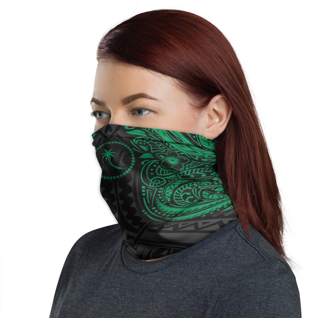 Chuuk Neck Gaiter - Floral Tattoo Green 1