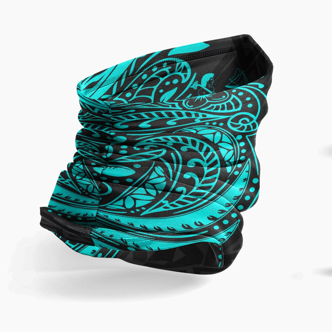 Fiji Neck Gaiter - Floral Tattoo Neon Blue 3