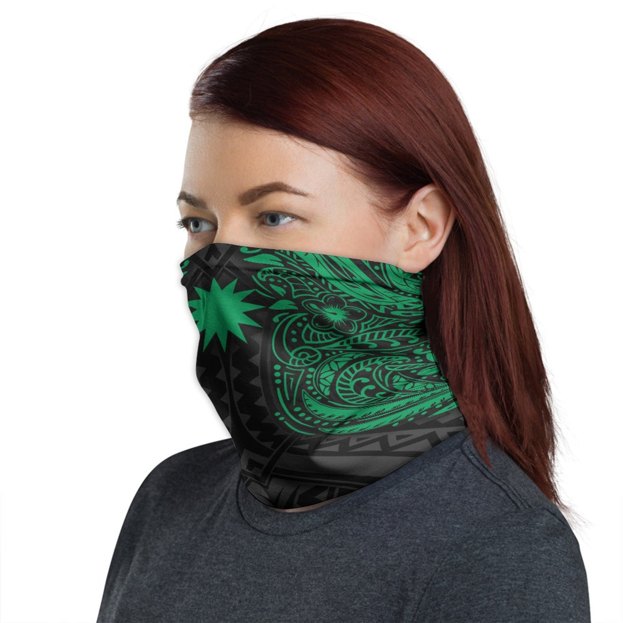 Nauru Neck Gaiter - Floral Tattoo Green 1