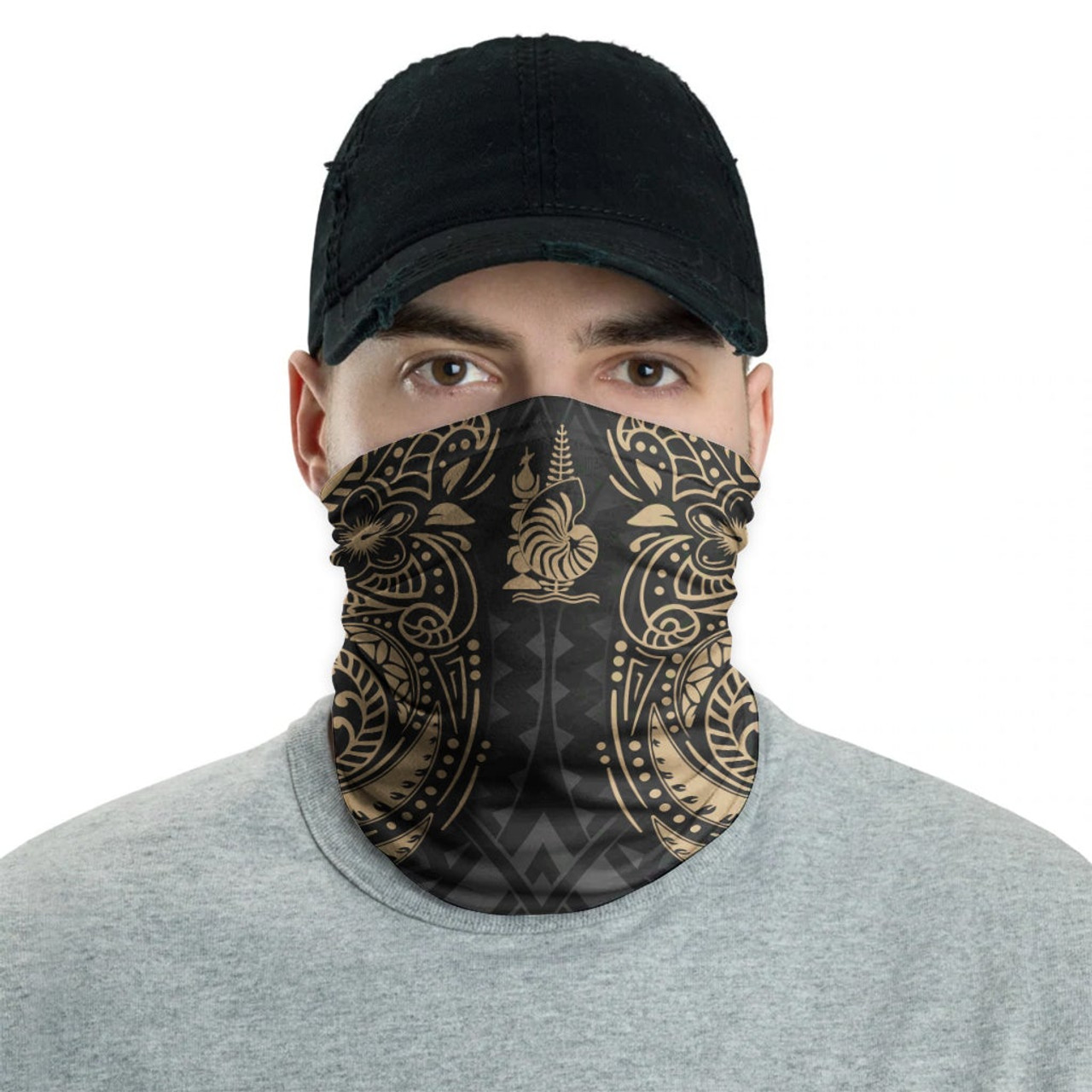 New Caledonia Neck Gaiter - Floral Tattoo Gold 2